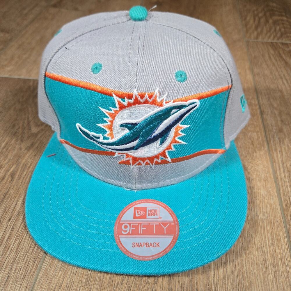 Miami Dolphins Vintage New Era 9Fifty Fitted Hat NFL Teal Orange Football Cap
